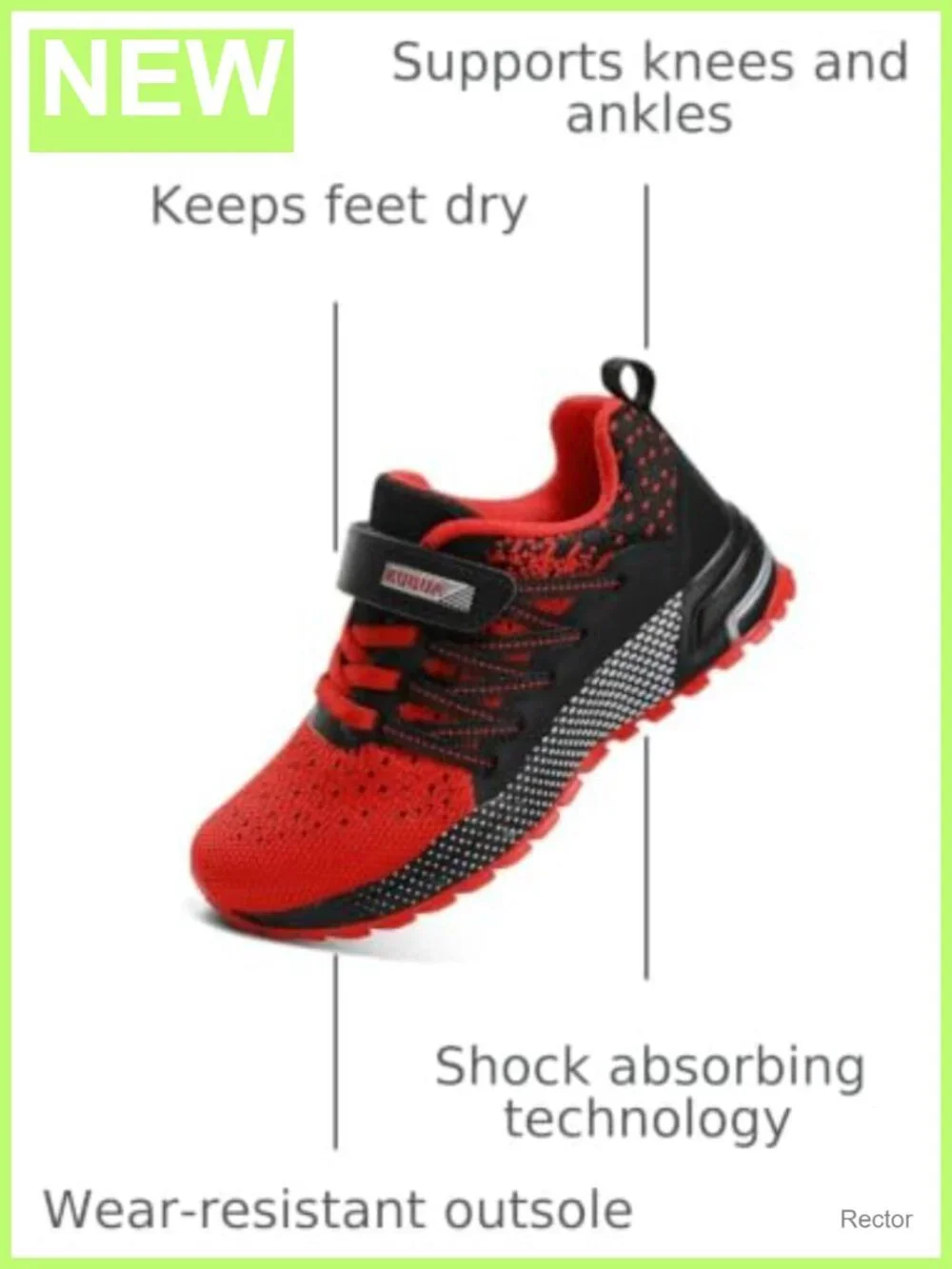 KUBUA Kids Sneakers Lightweight Breathable Mesh Tennis Shoes Hook and Loop